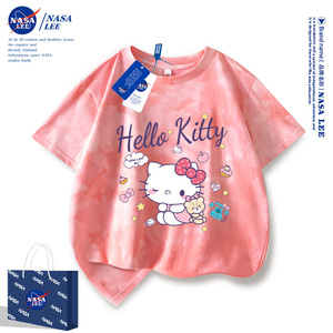 NASA凯蒂猫短袖女童t恤纯棉2024新款hellokitty儿童半袖女孩衣服