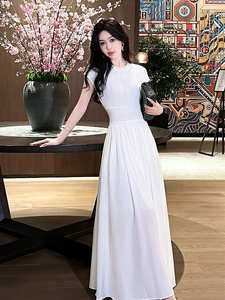 专柜商场撤回国际大牌剪标女装白色连衣裙法式气质女神范礼服长裙