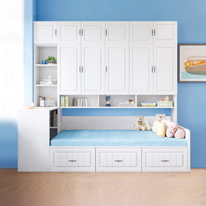 衣柜床一体小户型榻榻米实木儿童床带书桌组合多功能床柜卧室家用