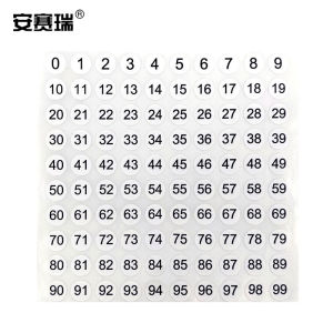 安赛瑞数字号码贴纸圆形序号编号数字0-99连码246212000个/包