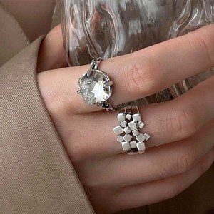 2024新款大颗宝石925纯银戒指女ins冷淡风小众高级感时尚学生指环