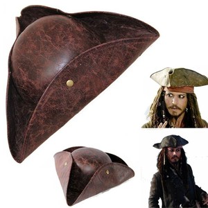 Pirate Tricorn Hat 加勒比海盗三角帽仿皮革海盗杰克船长帽