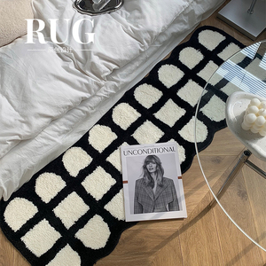 RUG原创设计 冬季卧室地毯床边毯高级感黑白风房间主卧床下床前垫