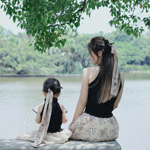 新中式发饰飘带丝巾盘发簪古风优雅发带超仙气质蝴蝶结头饰女簪子