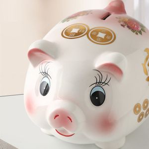 新疆包邮陶瓷猪猪存钱罐成人少女心儿童便宜可爱只进不出储蓄罐大