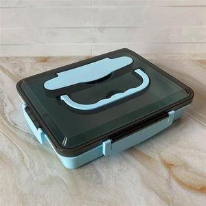 304不锈钢学生饭盒PP塑料外壳四五格餐盘适用底壳盖子底盒配件.