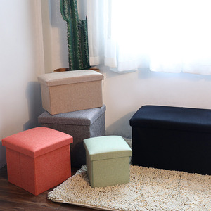 多功能可折叠棉麻收纳凳收纳箱整理箱换鞋凳布艺储物凳成人可坐