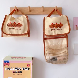 日韩卡通小熊印花帆布包手提袋日用品收纳包大容量化妆包手拿包
