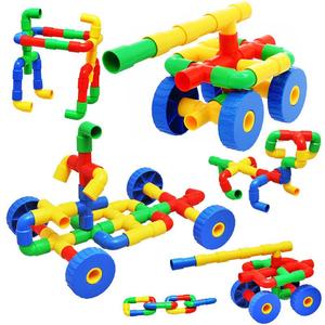 350g轮子管道拼插塑料积木桌面幼儿园早教启蒙幼教儿童益智玩具