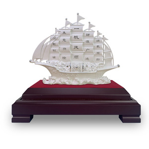 足银帆船摆件 纯银一帆风顺工艺品 商务礼品 白银家居装饰品送礼