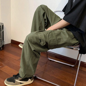 军绿色工装裤夏季薄款直筒日系Cityboy裤子复古美式街头滑板裤