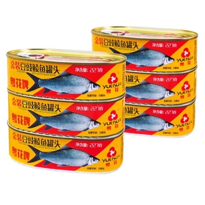 粤花牌金装豆豉鲮鱼罐头227g大条整块鱼中段熟食即食下饭鱼肉罐头