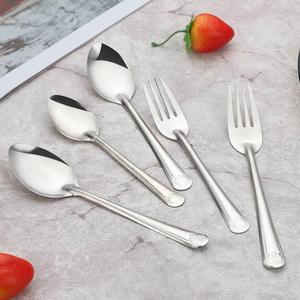 不锈钢汤勺水果叉匙餐具用品珠边尖圆匙 饭盒匙 学生食堂饭匙