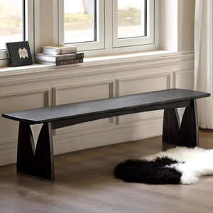 黑色碳化实木长条凳家用入户换鞋凳卧室床尾凳休息区长椅凳餐凳