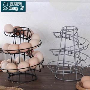 厨房创意螺旋式鸡蛋架 家居铁艺多用鸡蛋手提挂篮 鸡蛋收纳置物架