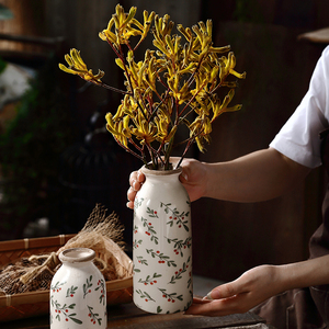 冬青陶瓷艺术小口径花瓶摆件客厅插花创意装饰禅意干花鲜花办公桌