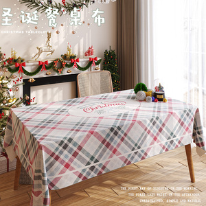 圣诞桌布复古英伦ins风格子餐桌布拍照茶几布小圆桌台布方桌布艺
