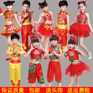 小荷风采新款红色中国梦娃儿童演出服打鼓服中国风民族开门红舞蹈