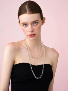 Loops shop透明白水晶长链女 轻奢高级感多用法气质叠戴项链腰链