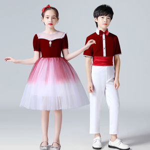 朋友主持人服装合唱指挥礼服女儿童幼儿园学生女童钢琴演奏0人付款78