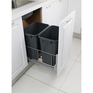 厨房高身抽拉嵌入隐藏式厨余垃圾桶橱柜拉篮干湿分离大号连门家用
