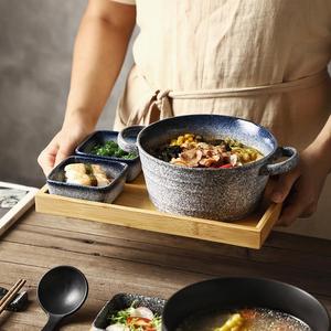 创意餐具一人食家用日式陶瓷拉面碗汤碗餐厅面碗带托盘子碗碟套装