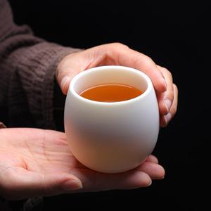 主人杯单杯羊脂玉素烧个人杯龙蛋不倒杯陶瓷白色喝茶专用茶具茶杯