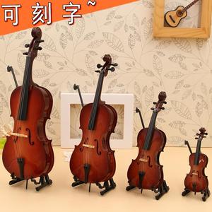 大提琴模型摆件提琴礼品模型迷你大提琴生日礼物娃娃乐器琴房摆件