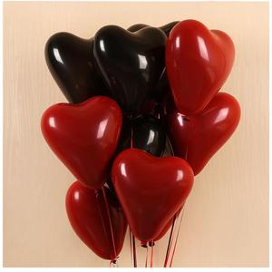 12寸双层爱心形石榴红宝石枣色乳胶气球黑色汽球生日求婚表白装饰