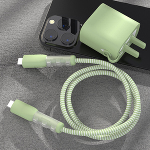 新款苹果15充电器保护套适用于iPhone12/13/14ProMax/ipad2023咬线器快充20W充电头硅胶壳数据线保护防断绕绳