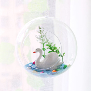 塑料球空心开口亚克力透明球圣诞装饰圣诞球可开合吊球环创材料