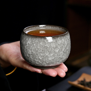 黑冰花主人杯单杯功夫茶杯高档建盏茶具陶瓷个人专用冰裂品茗茶盏