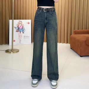 今年流行裤子女2024年新款牛仔裤梨形身材大码显瘦高腰窄版直筒裤