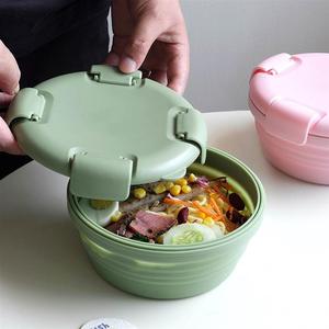 可折叠硅胶饭盒午餐便当盒泡面碗保鲜盒便携伸缩户外野餐旅行碗