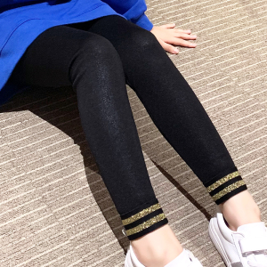 女童加绒打底裤加厚秋冬款洋气黑色皮裤一体绒紧身裤外穿儿童裤子