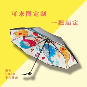 新款来图定做DIY个性图片图案LOGO照片动漫遮阳伞定制伞架晴雨伞