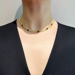 AOKI铜合金锆石项链爆款轻奢简约小众设计感法式蛇骨