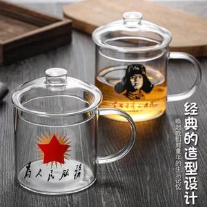 玻璃杯子家用水杯茶杯带盖带把怀旧茶缸大容量无盖加厚耐热大缸子