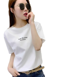 sandro queen2024年新款欧货潮宽松纯棉白色t恤女夏短袖ins半袖体