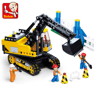 小鲁班0551履带式挖掘机积木新工程系列儿童益智兼容乐高拼装玩具