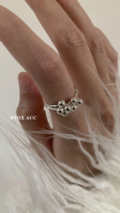 TOX ACC 韩国银色葡萄圆珠戒指简约高冷质感淡风小众百搭吸睛指环
