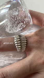 TOX ACC韩国新款小众金属简约风高质感银色贝壳纹理戒指指环ins风