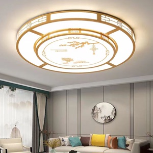 雷士照明新中式客厅大灯金色圆形1米2米1.5led语音吸顶灯现代简约
