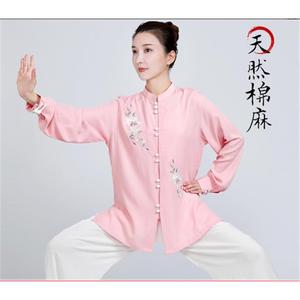 李宁联名太极服装女新款夏季薄款亚麻棉麻太极拳练功服太极服女款