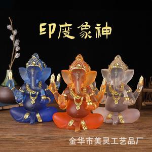 摆件神品装饰东南亚泰式泰国象佛像工艺桌面大象琉璃象鼻风格印度