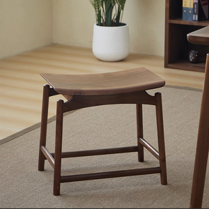 新中式凳子实木茶凳榆木矮凳禅意茶桌边凳黑胡桃木餐凳换鞋凳梳妆