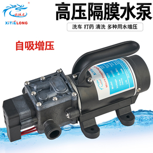 高压家用水泵电动隔膜泵 带散热风扇压力开关直流自吸12V24V100W