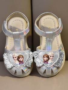 。2023夏季新款艾莎公主鞋冰雪奇缘艾沙鞋子女生时尚爱沙水晶鞋凉