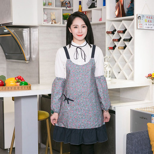 围裙厨房家用可爱日系时尚女防水防油夏薄款韩版小碎花涤棉工作服