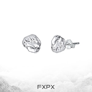 FXPX熔岩陨石耳钉S925银针小众简约耳环小巧养耳耳饰可佩戴睡觉